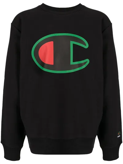 Denim Tears X Champion Logo-print Sweatshirt In Black