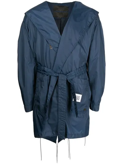 Fumito Ganryu Reflective Panel Hooded Raincoat In Blue