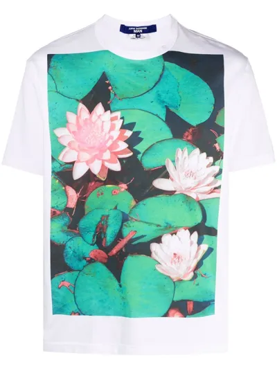 Junya Watanabe Lilly Graphic-print Cotton-jersey T-shirt In White