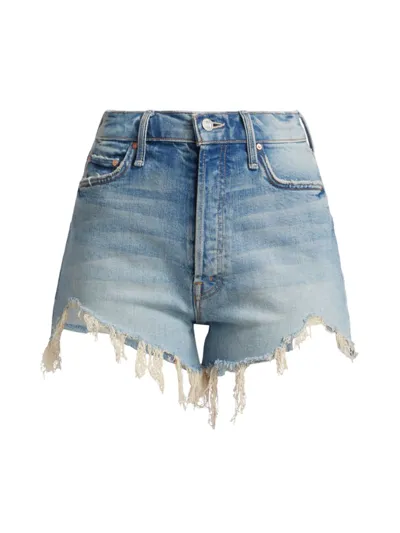 Mother Tomcat Ultra High Waist Fray Hem Denim Shorts In I Confess