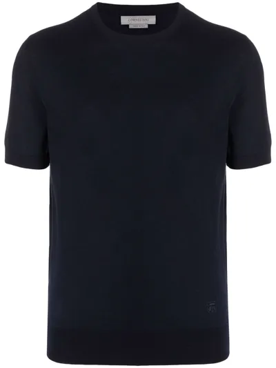 Corneliani Short-sleeve Knit Top In Blau