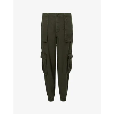 Allsaints Womens Khaki Green Frieda Tapered-leg Mid-rise Woven Trousers 6