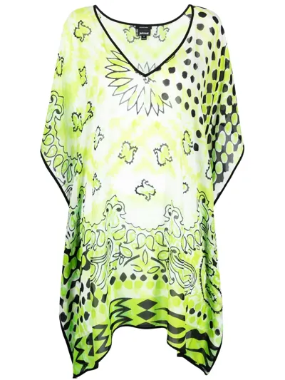 Just Cavalli Mix-print Kaftan Dress In Green