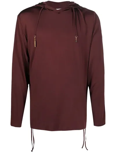 Marine Serre Fluid Charm-detail Relaxed Hoodie In Brown