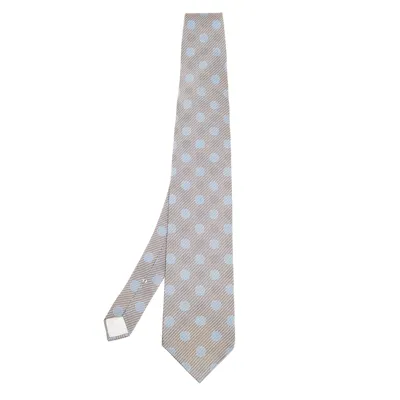 Pre-owned Lanvin Vintage Grey Circle Print Silk Tie