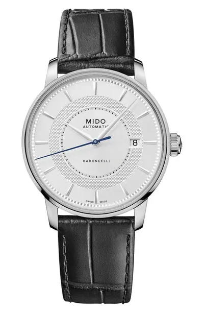 Mido Men's Swiss Automatic Baroncelli Signature Black Leather Strap 39mm