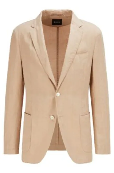 Hugo Boss Boss Jacket Without Lining Decostruita Beige Linen Man