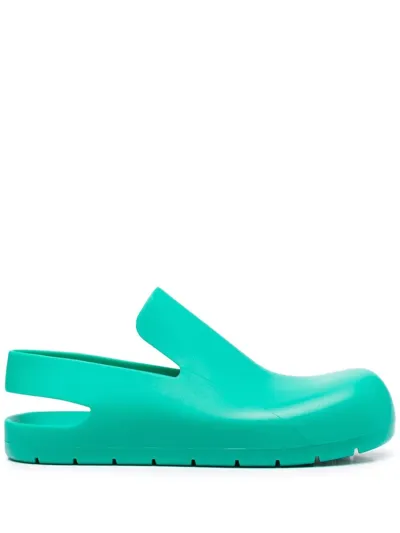 Bottega Veneta Rubber Platform Slingback Sandals In Acid Turquoise