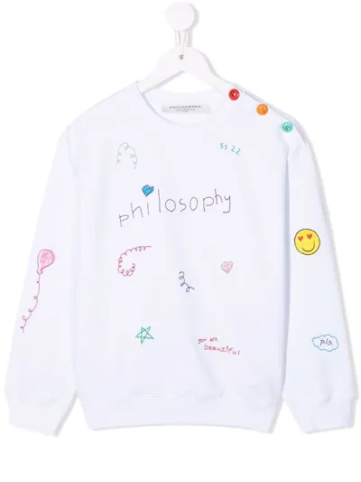 Philosophy Di Lorenzo Serafini Kids' Embroidered Logo Sweatshirt In White