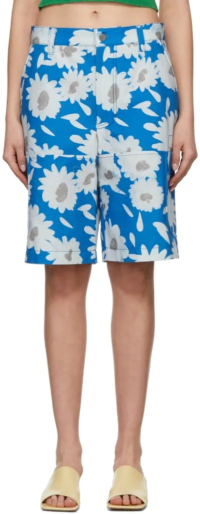 Jacquemus Blue 'le Short Giardino' Shorts In 3an Print White/blue