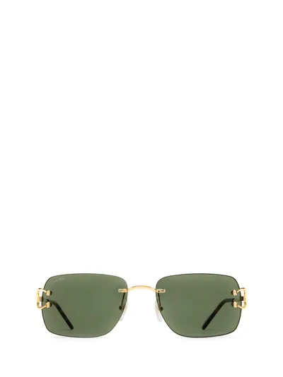 Cartier Rectangle Frame Sunglasses In Gold