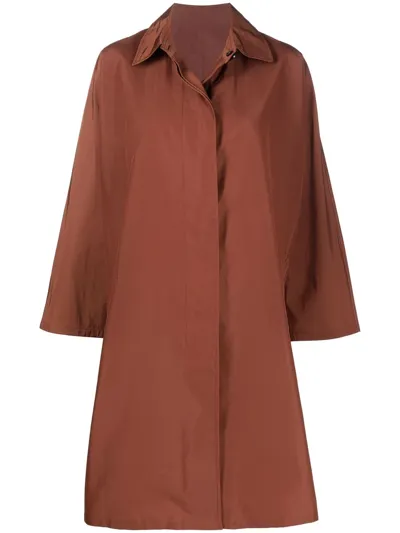 Yves Salomon Concealed-front Fastening Coat In Brown