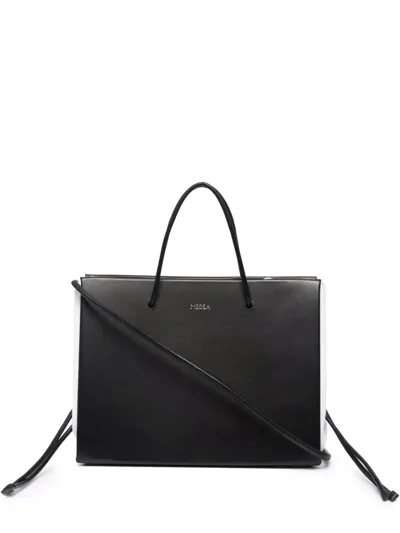 Medea Vitello Leather Tote Bag In Black