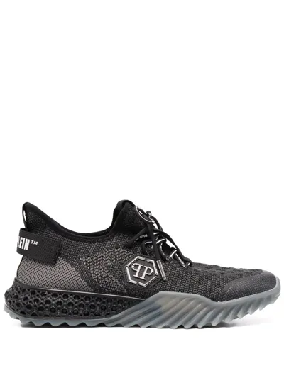 Philipp Plein Runner Mesh-knit Sneakers In Black