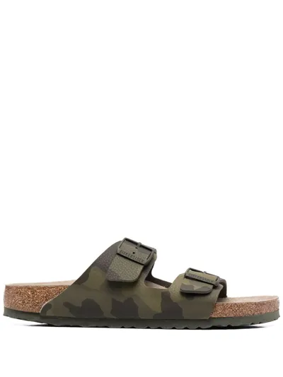 Birkenstock Arizona Camouflage Sandals In Green