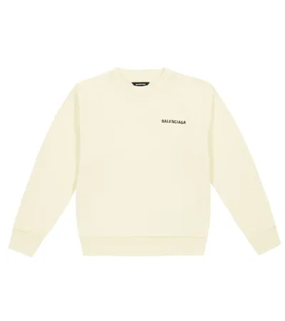 Balenciaga Logo Cotton Sweatshirt In Ivory