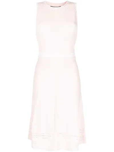 Paule Ka Perforated Panel Midi Dress In Pink