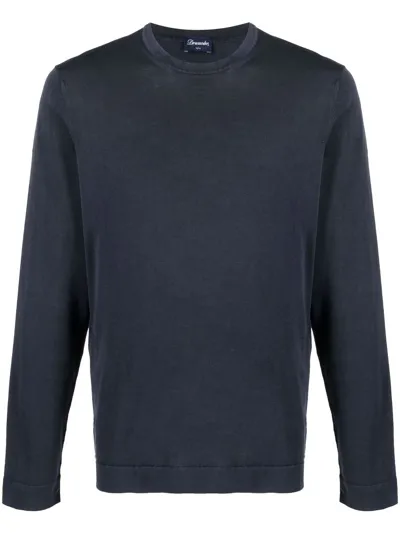 Drumohr Crew Neck Knitted Jumper In Blue