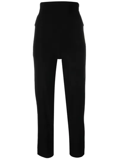 Norma Kamali High-waisted Slim-fit Trousers In Schwarz