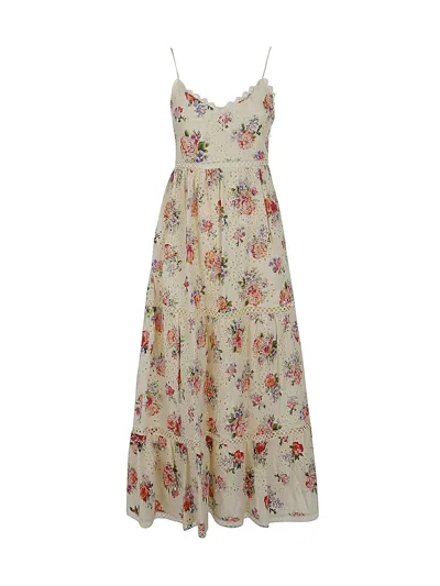 Twinset Flowers Embroidered Long Dress