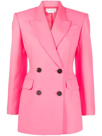 Alexander Mcqueen Double-breasted Blazer In Pink