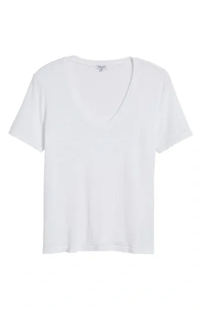 Splendid V-neck Slub Tee In White