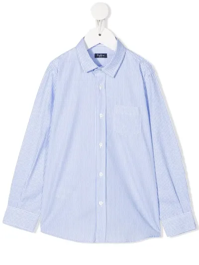 Il Gufo Kids' Striped Button-up Shirt In Blue