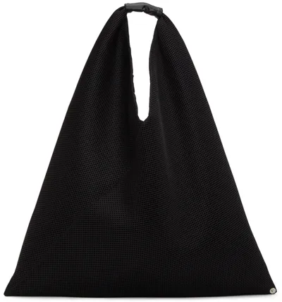 Mm6 Maison Margiela Black Net Mesh Triangle Tote In T8013 Black