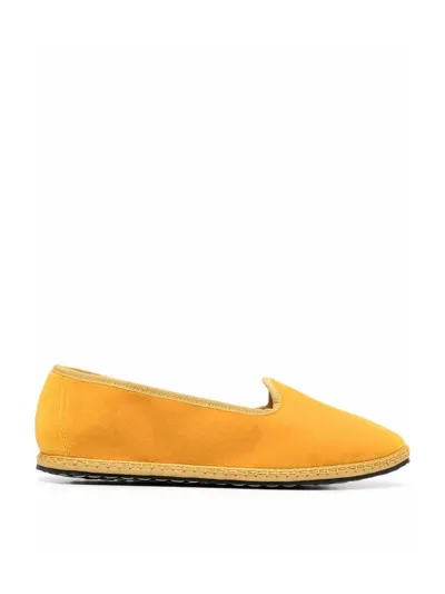 Vibi Venezia Whipstitched Velvet Furlane Slippers In Ochre