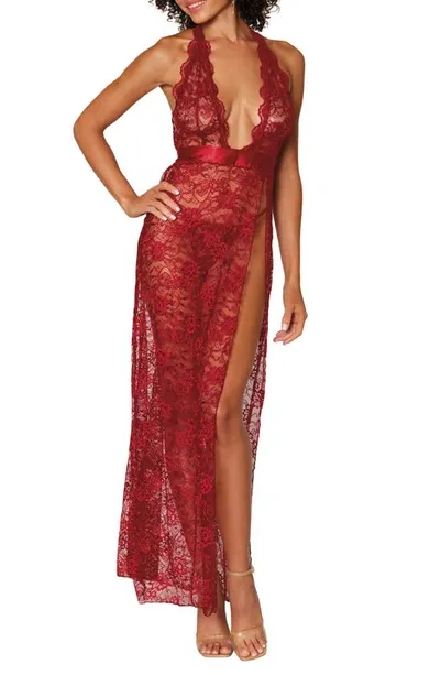 Dreamgirl Lace Longline Chemise In Garnet