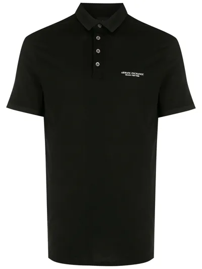 Armani Exchange Logo-print Polo Shirt In Black 1200