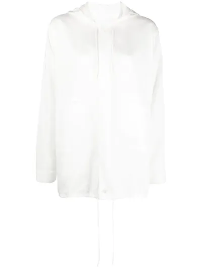 Maison Margiela Oversized Drawstring Hoodie In White