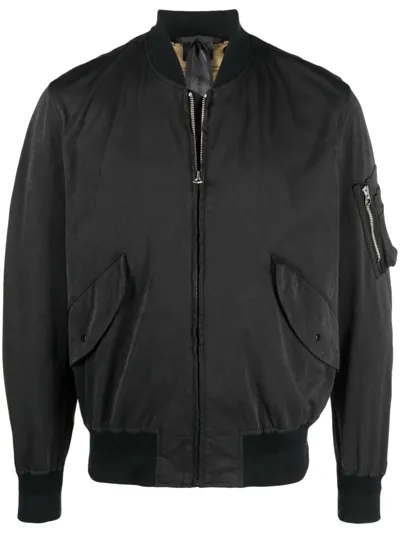 Ten C Navy-blue Bomber Jacket In Black