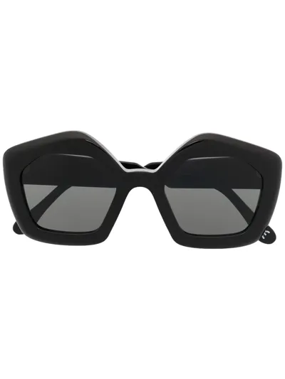 Marni Eyewear Logo Geometric Sunglasses In Black