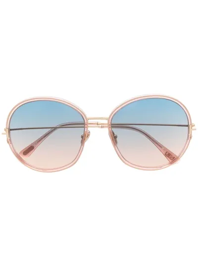 Tom Ford Hunter 58mm Round Sunglasses In Shiny Transparent Powder Pink