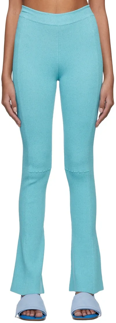 Jacquemus Le Pantalon Baunhila Ribbed-knit Flared Pants In Blue