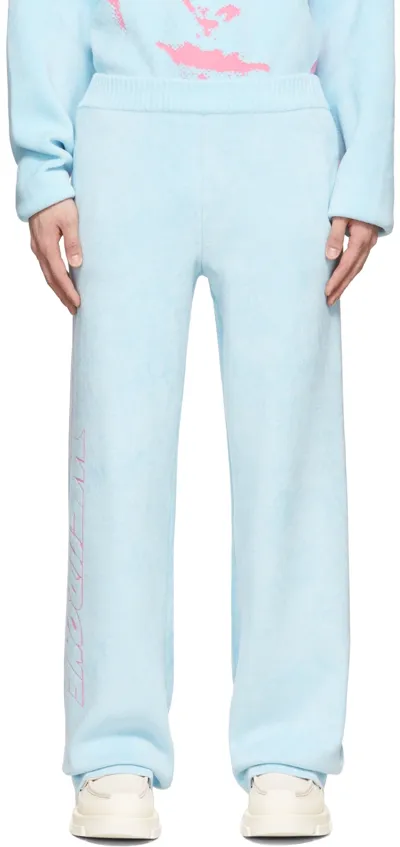 We11 Done Blue Viscose Lounge Pants In Sky