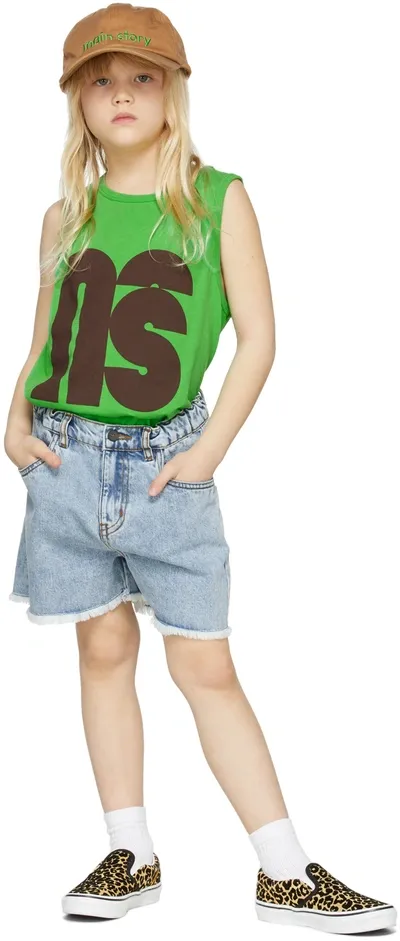 Main Story Kids Blue Denim Cut-off Shorts In Ms132fadeout