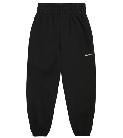 Balenciaga Logo Cotton Jersey Sweatpants In Black/white