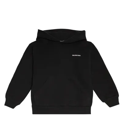 Balenciaga Logo Cotton Hoodie In Black/white