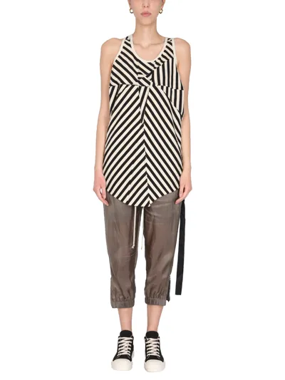 Rick Owens Drkshdw Striped Sleeveless Tank Top In White