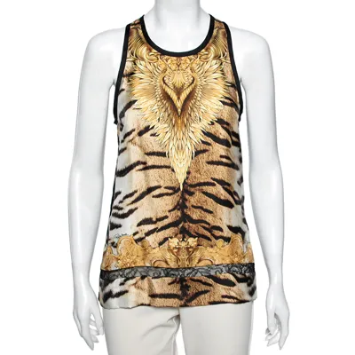 Pre-owned Roberto Cavalli Multicolor Printed Silk & Modal Knit Tank Top M