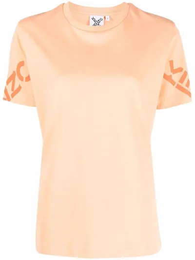 Kenzo Logo-print Cotton T-shirt In Arancione