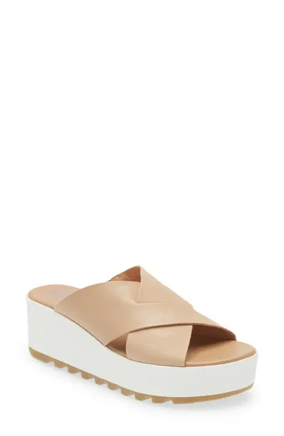 Sorel Cameron Flatform Mule Sandals In Honest Beige