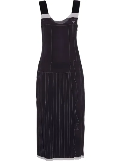 Prada Sleeveless Silk Midi Dress In Multicolor