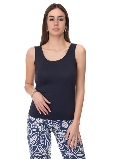 Maria Bellentani Plain Tank Blue Viscose Woman