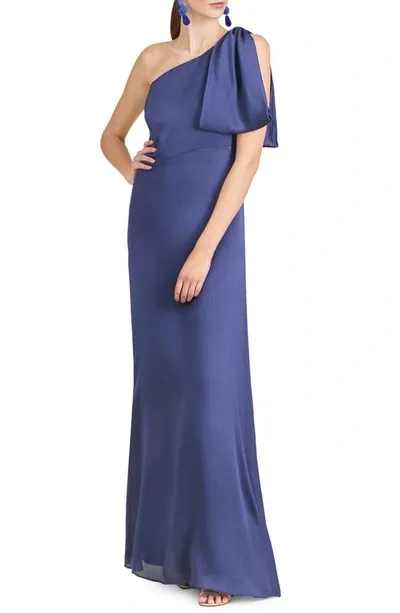 Sachin & Babi Chelsea One-shoulder A-line Gown In Deep Cobalt