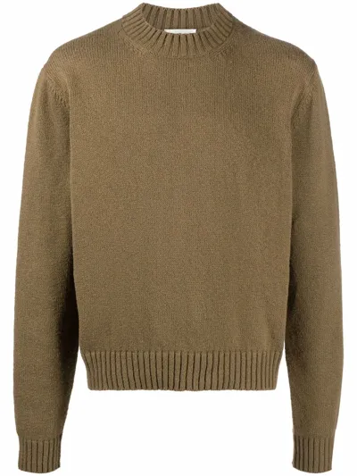 There Was One Contrast Stitch Crew Neck Jumper In Green