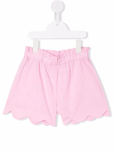 Siola Kids' Scalloped Cotton Shorts In Rosa