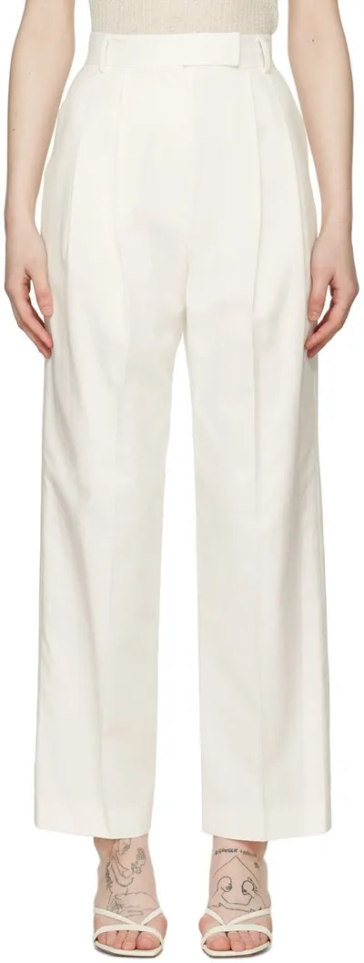 Blossom Off-white Cotton Trousers In Ivory